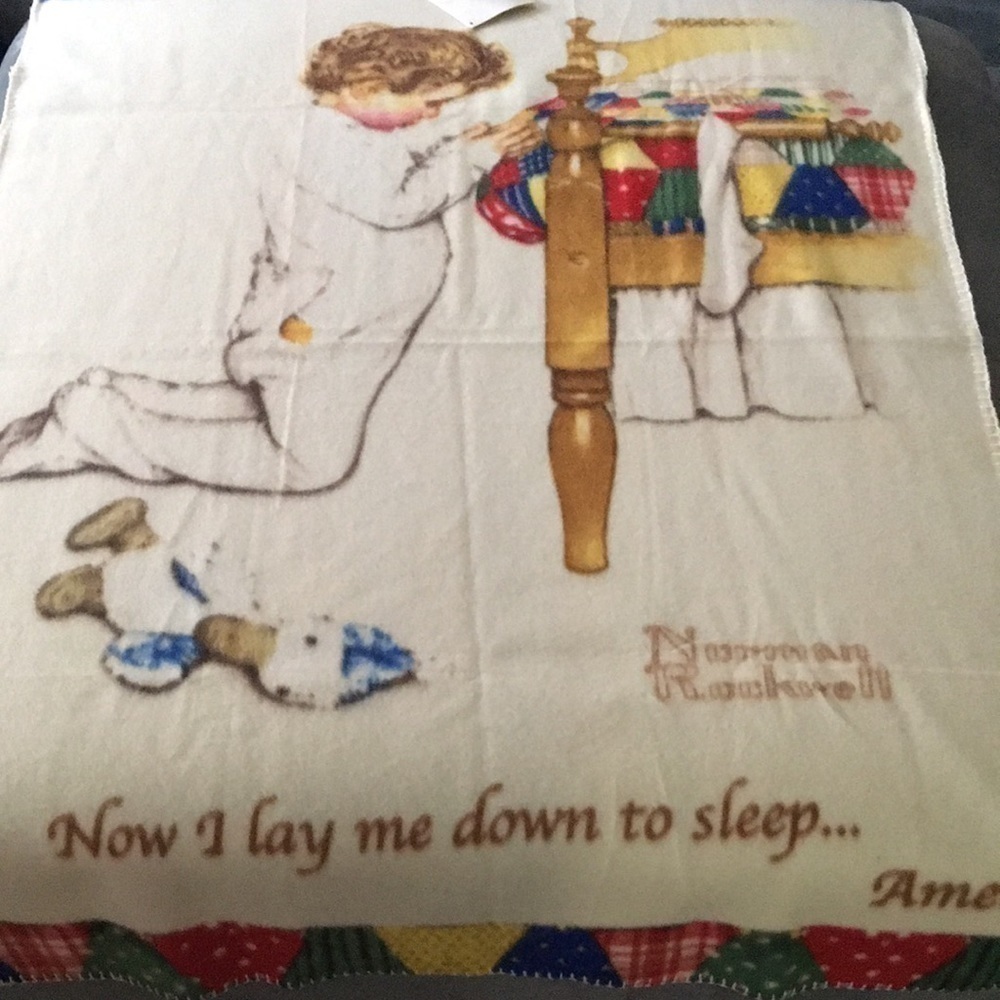 Norman Rockwell Fleece Blanket Boy's Town Prayer 33x46